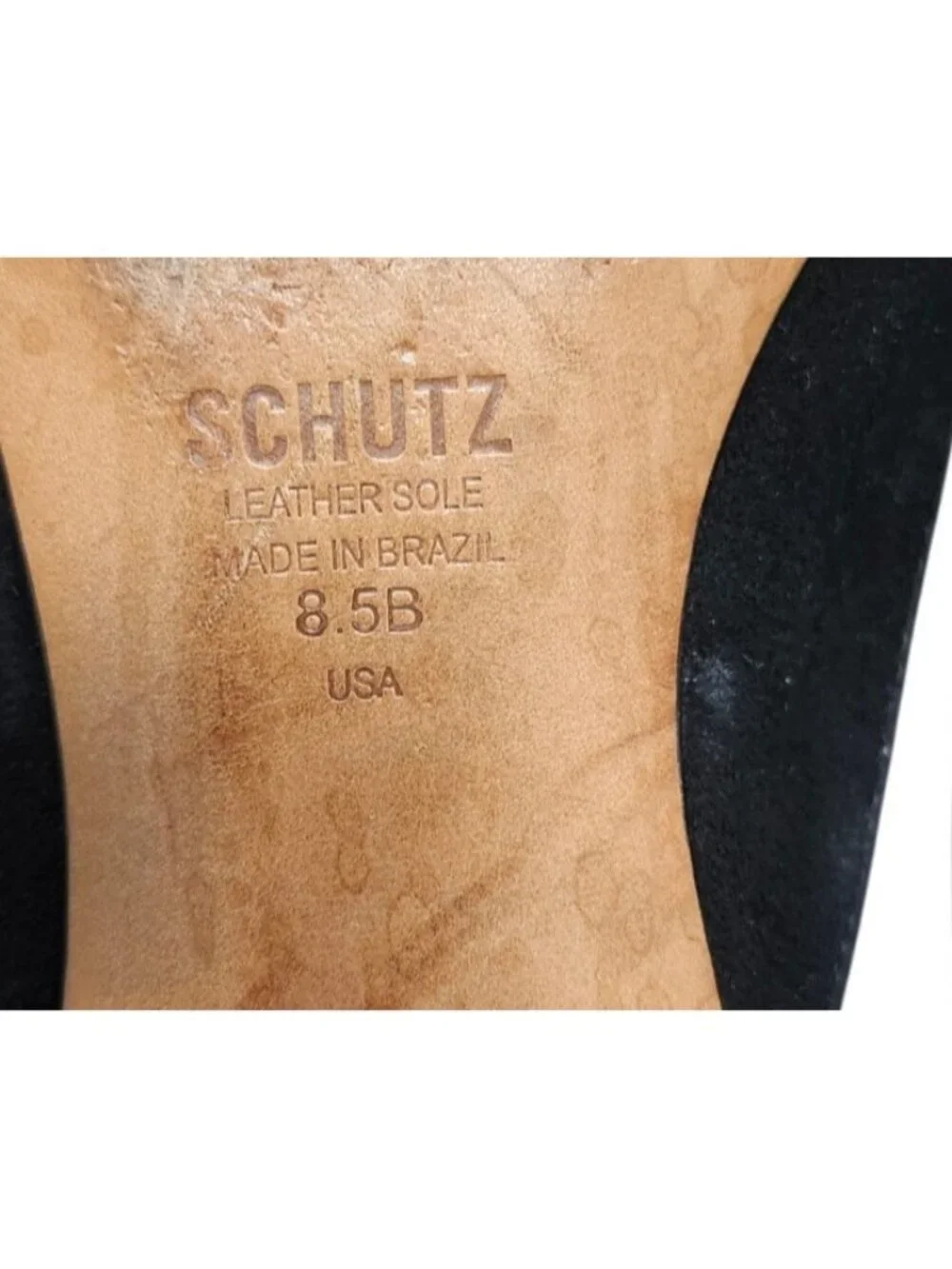 Schutz Black Suede Bow Pointed Toe Mule Flats Women’s Size 8.5B Leather